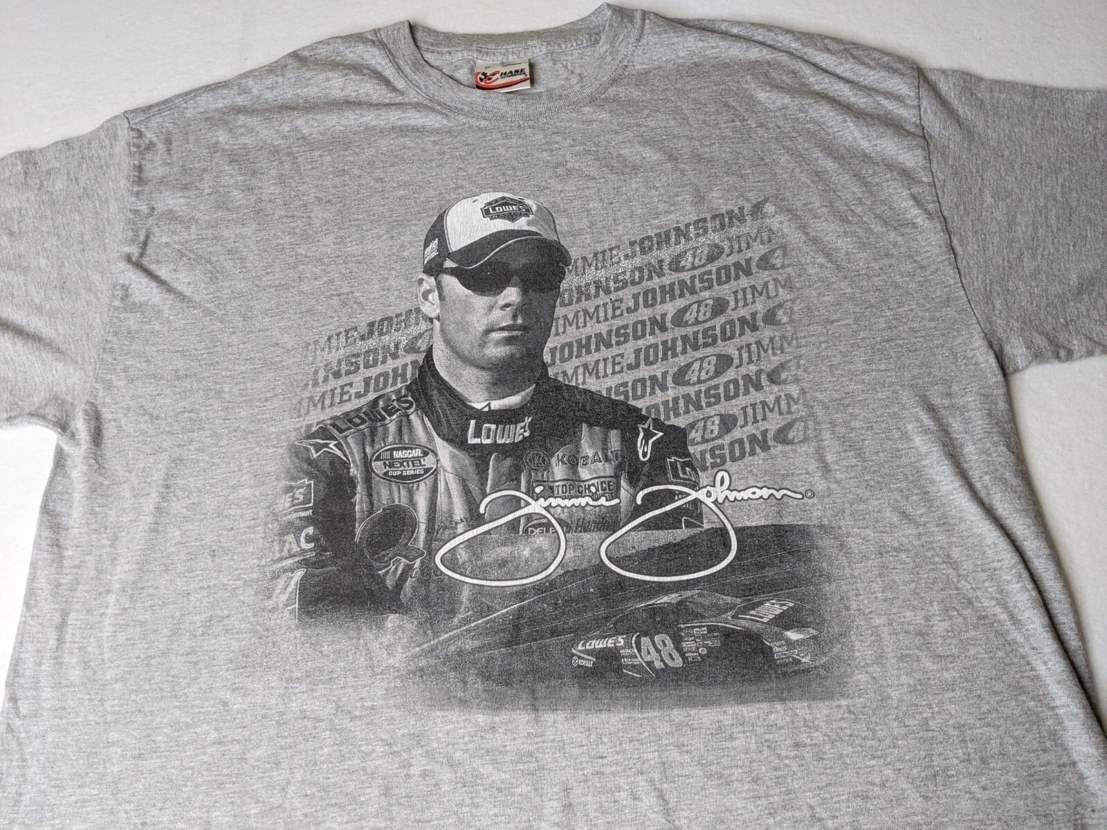 Jimmie Johnson shirt Mens XL Nascar Lowes Racing #48 Vintage gray small puncture