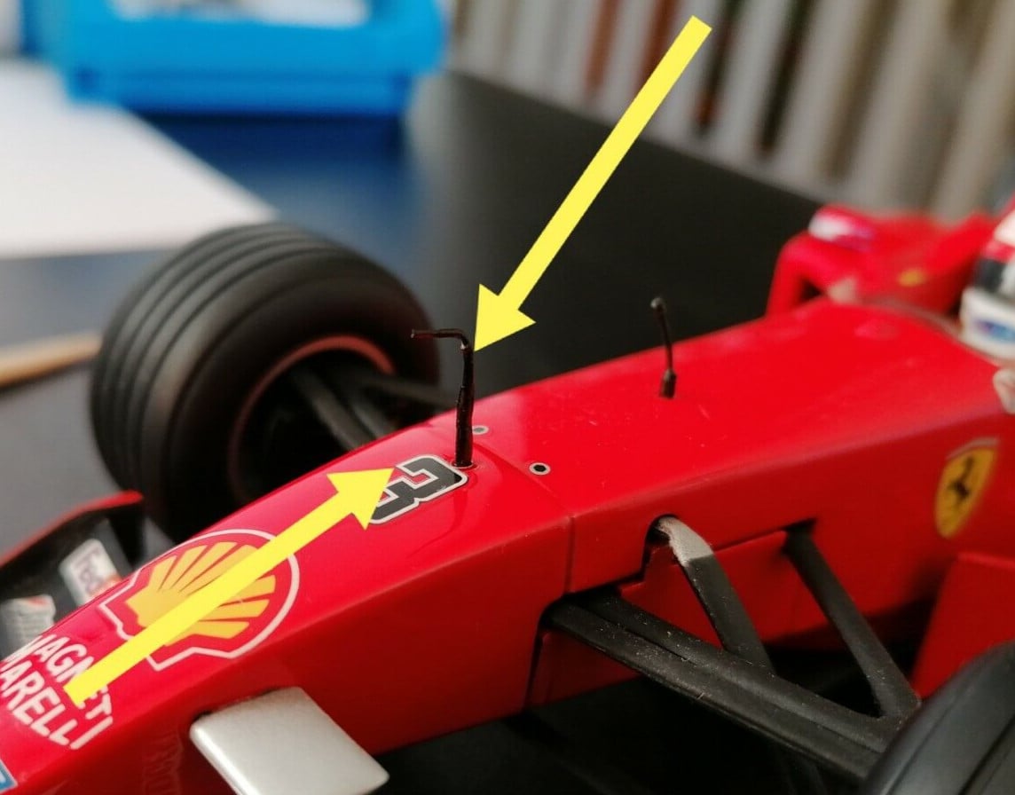 Aerial antenna F1 model cars Ferrari Mercedes : minichamp 1/18 scale spare parts