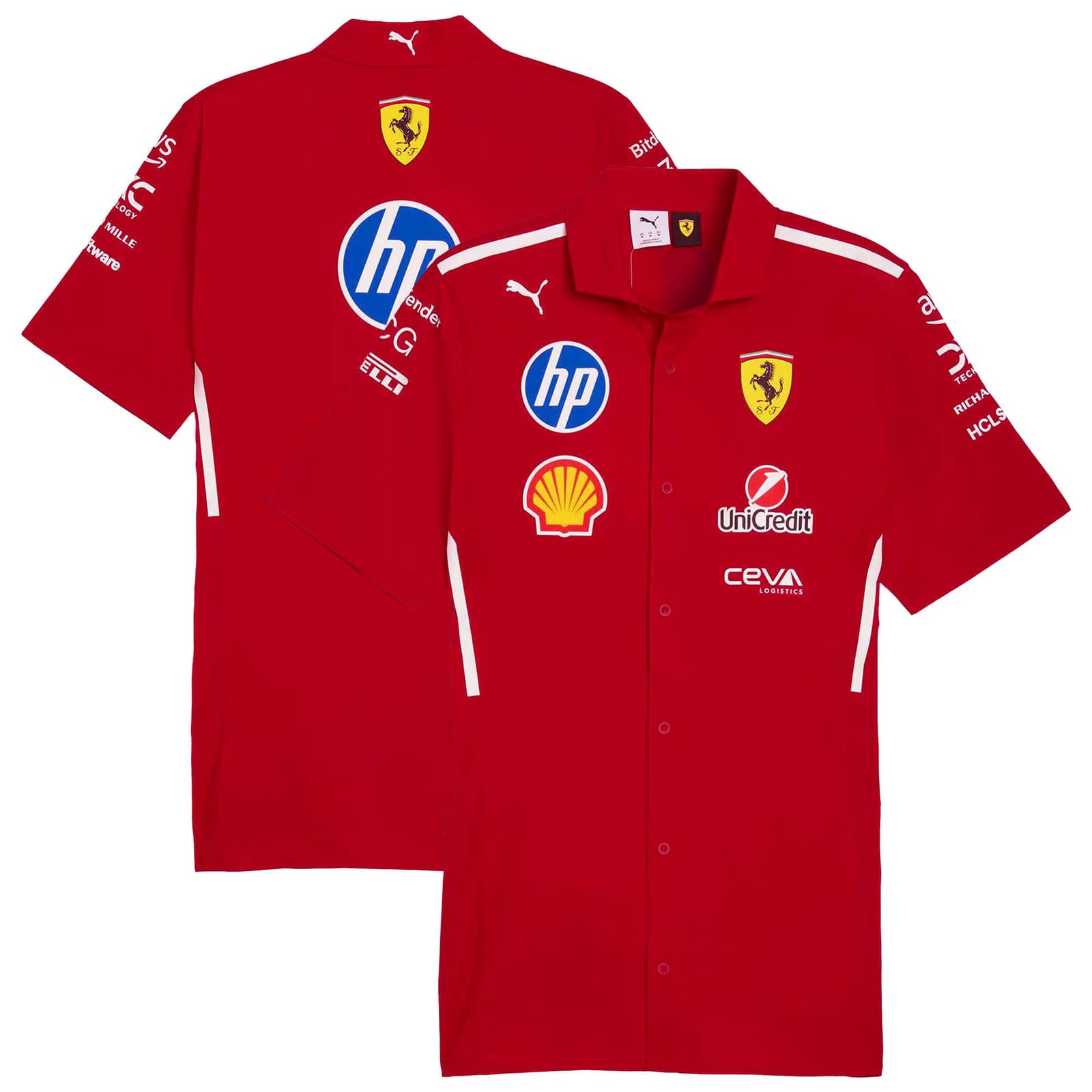 Ferrari Puma Scuderia F1 button down shirt, Offical 2025 team apparel season